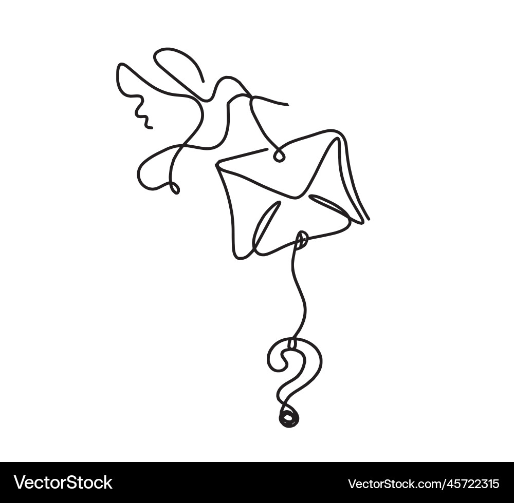 Abstract paper envelope with bird and question Abstract paper envelope with bird and question vector image