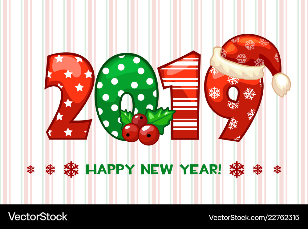 Cartoon greeting banner in the year 2019 happy Cartoon greeting banner in the year 2019 happy vector image