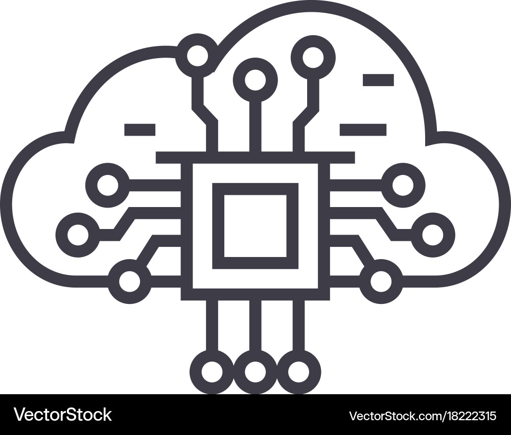 Cloud computing linear icon sign symbol vector image