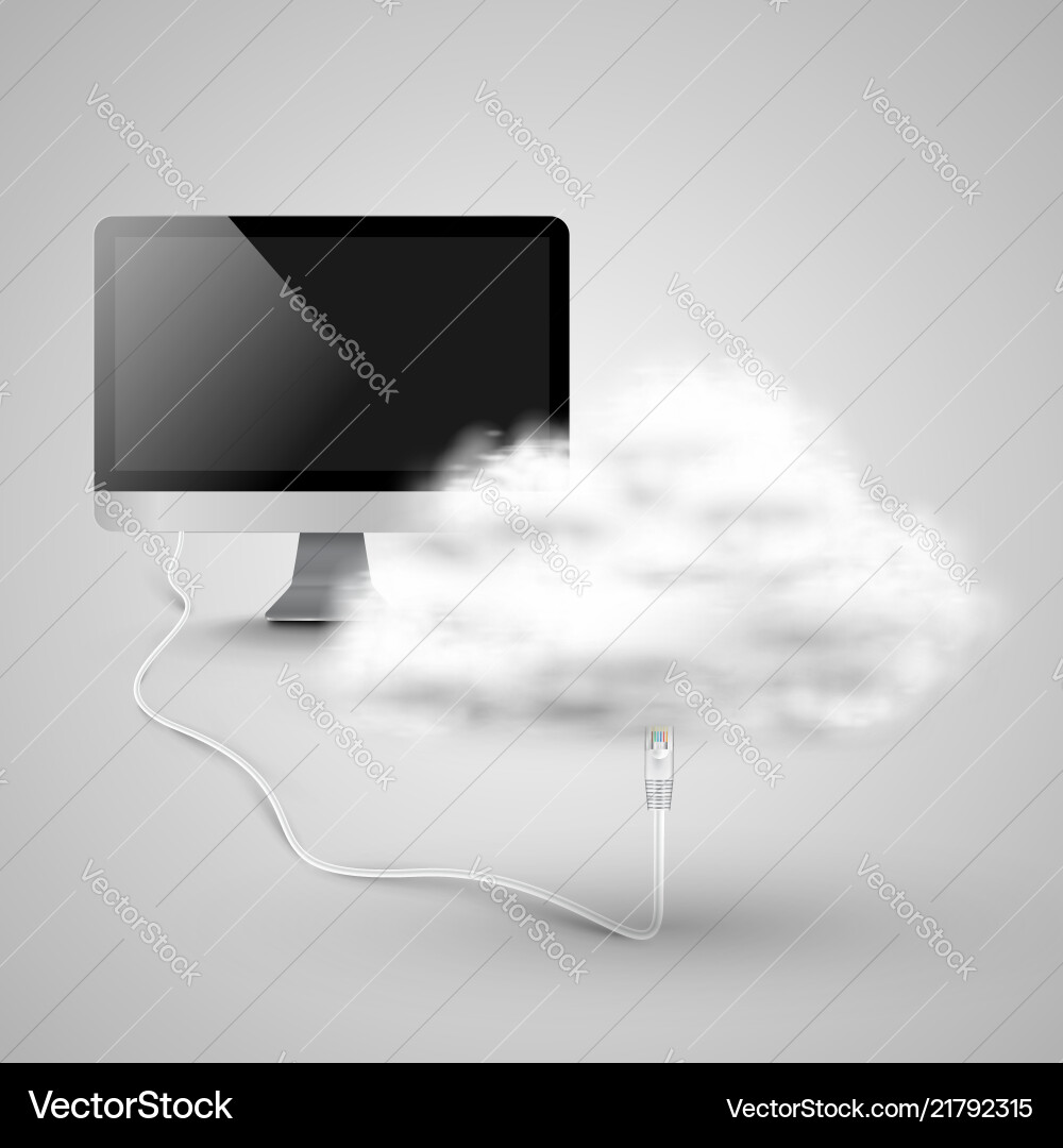 Computer is connecting to cloud Computer is connecting to cloud Vector Image