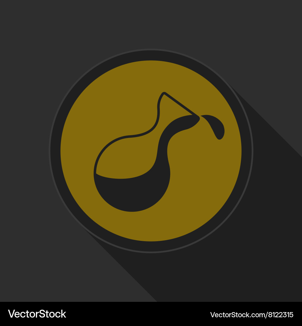Dark gray and yellow icon - flask with a drop vector image