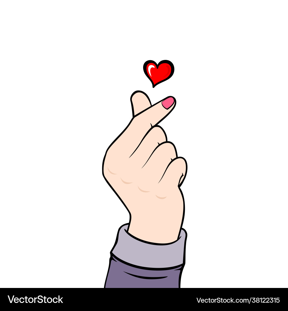 Heart finger korean love sign vector image