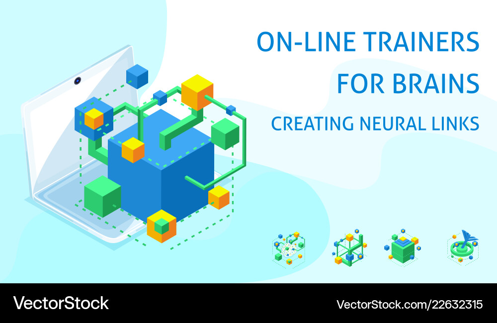 Isometric brain development concept creating neur Isometric brain development concept creating neur vector image