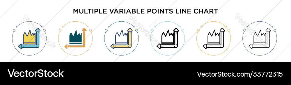 Multiple variable points line chart icon Vector Image
