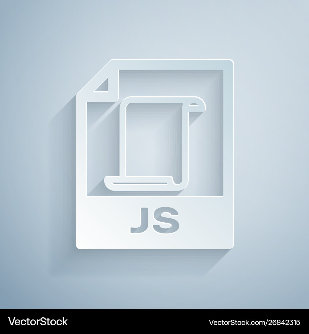 Paper cut js file document download button Paper cut js file document download button Vector Image
