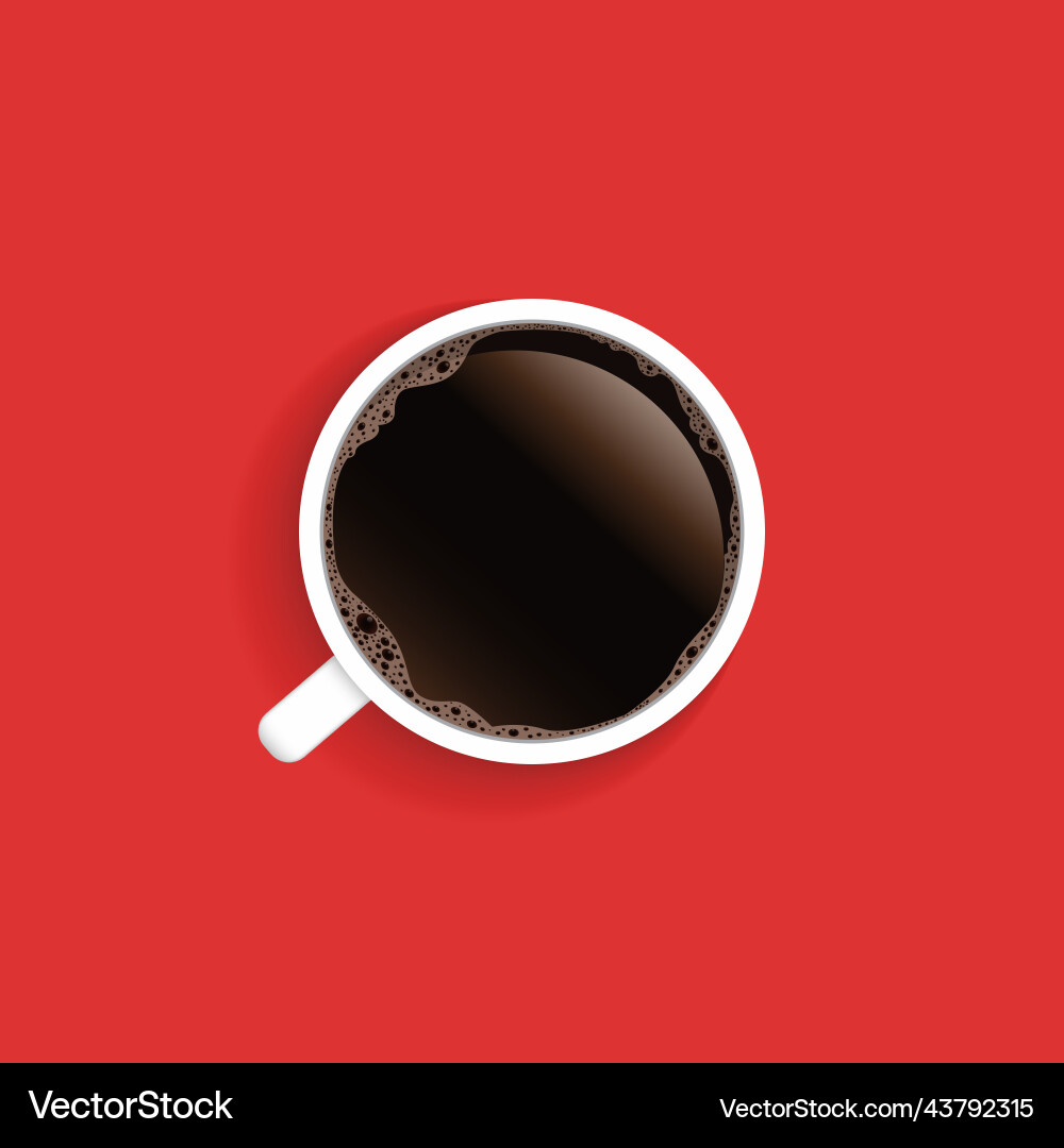 Realistische Draufsicht schwarzer Kaffeebecher und Untertasse Realistische Draufsicht schwarzer Kaffeebecher und Untertasse Vektorbild