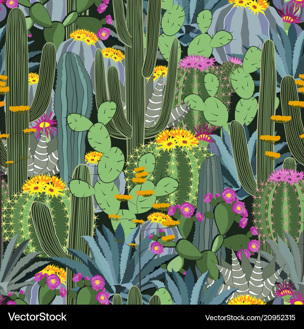 Seamless pattern with cactus wild forest Seamless pattern with cactus wild forest vector image