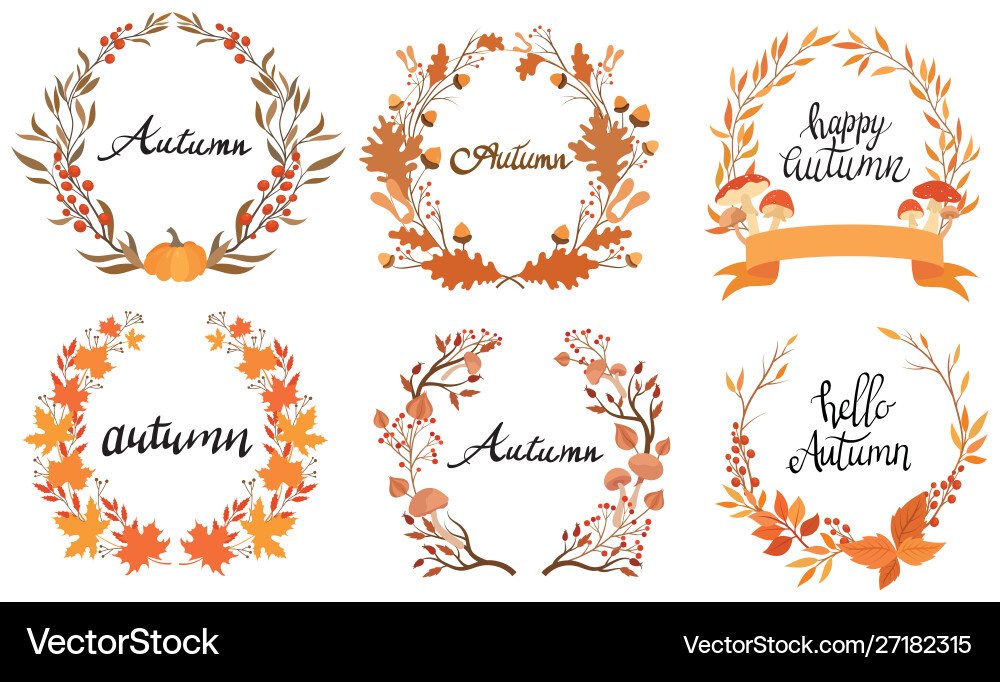 Set autumn wreaths with inscription Set autumn wreaths with inscription vector image