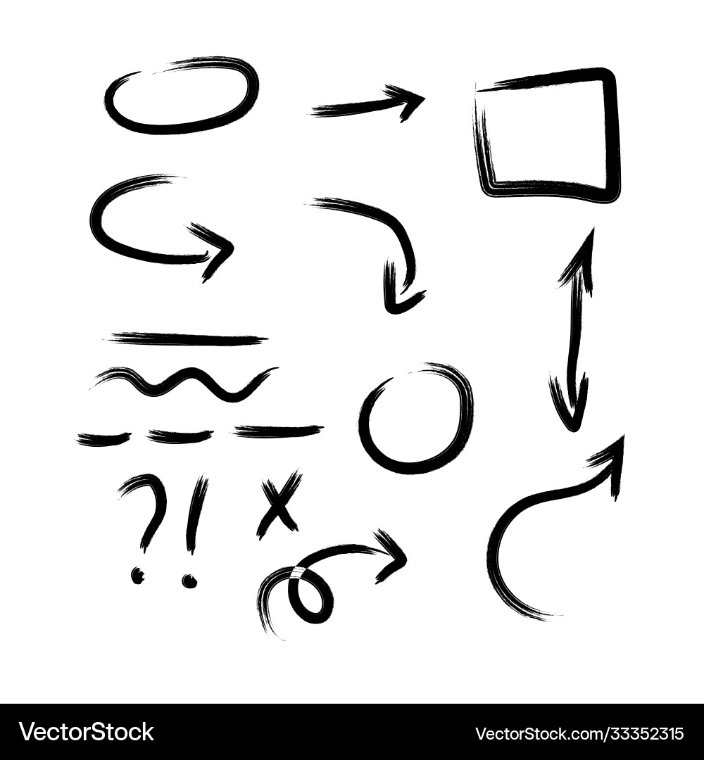 Set collection signs arrowsisolated objects Vector Image