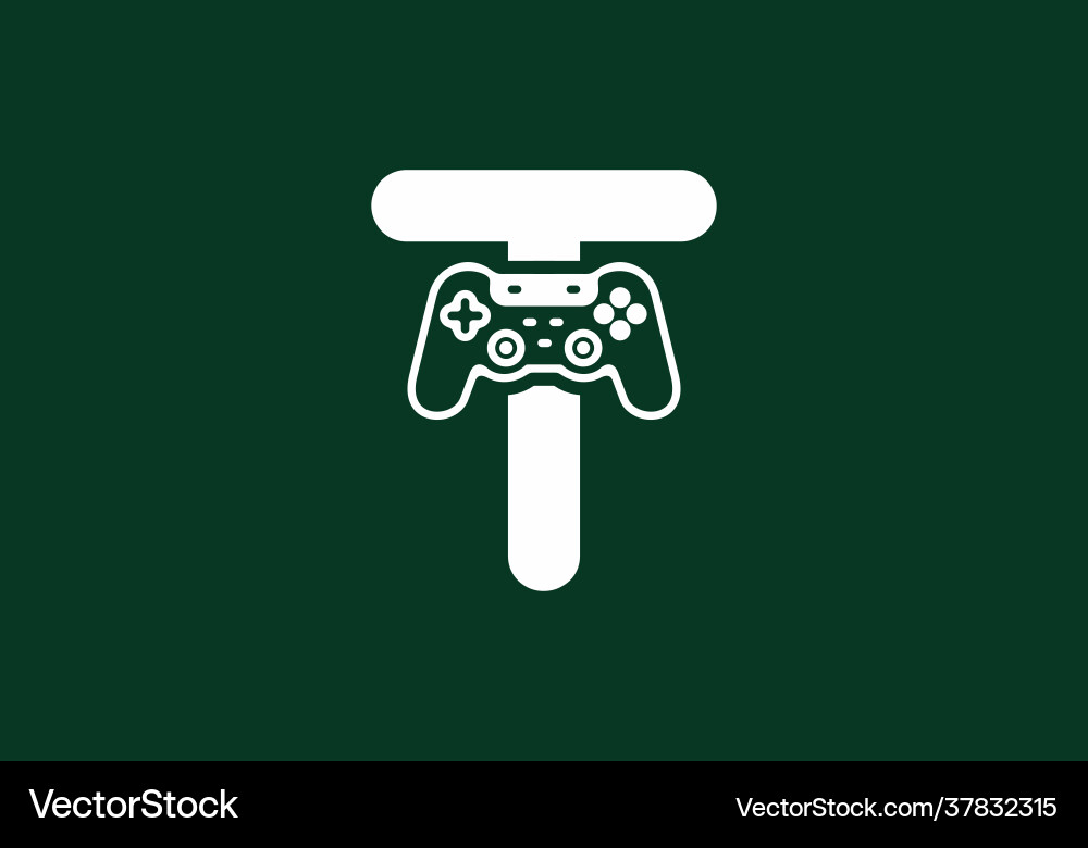 T initial letter with joystick shape T initial letter with joystick shape Vector Image