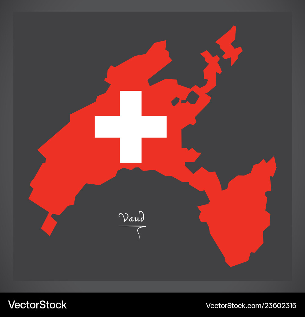 Vaud map of switzerland with swiss national flag Vaud map of switzerland with swiss national flag vector image