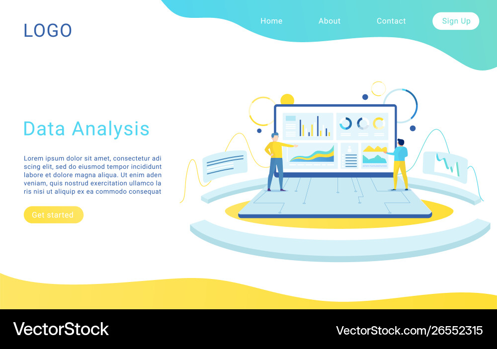 Web analytics landing page template big vector image