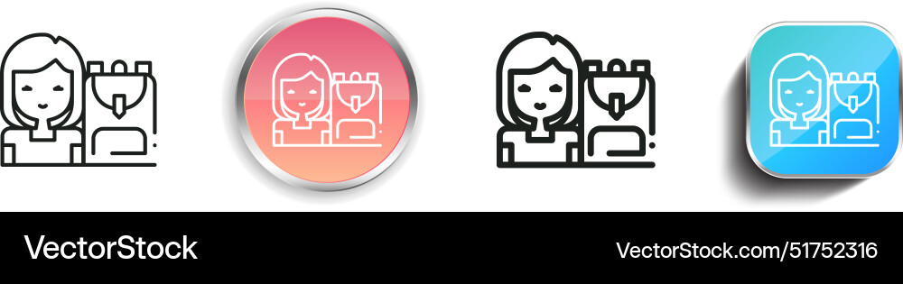 Backpacker icon thin linear regular and button Backpacker icon thin linear regular and button vector image