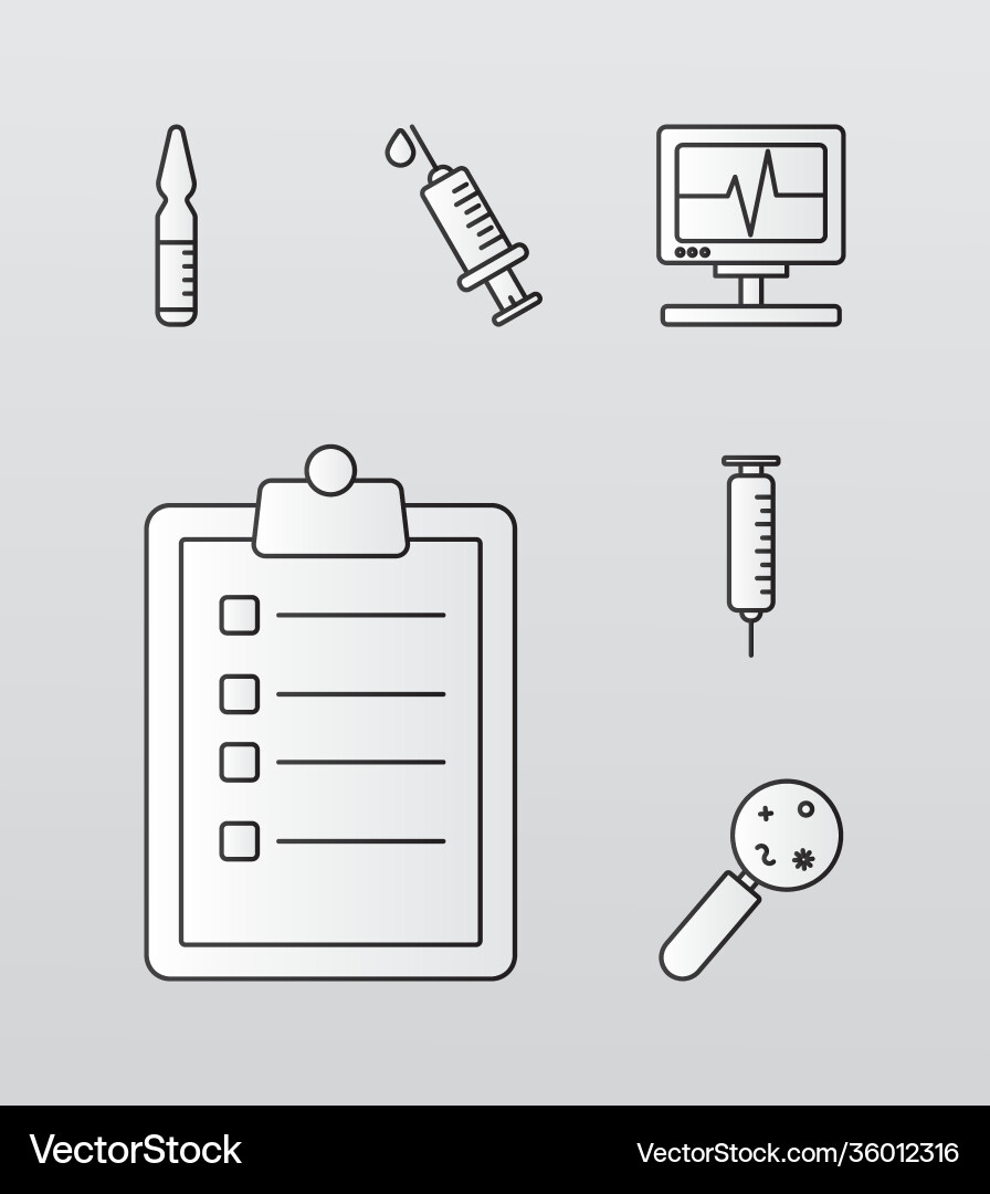 Bundle five vaccine set collection line style Vector Image