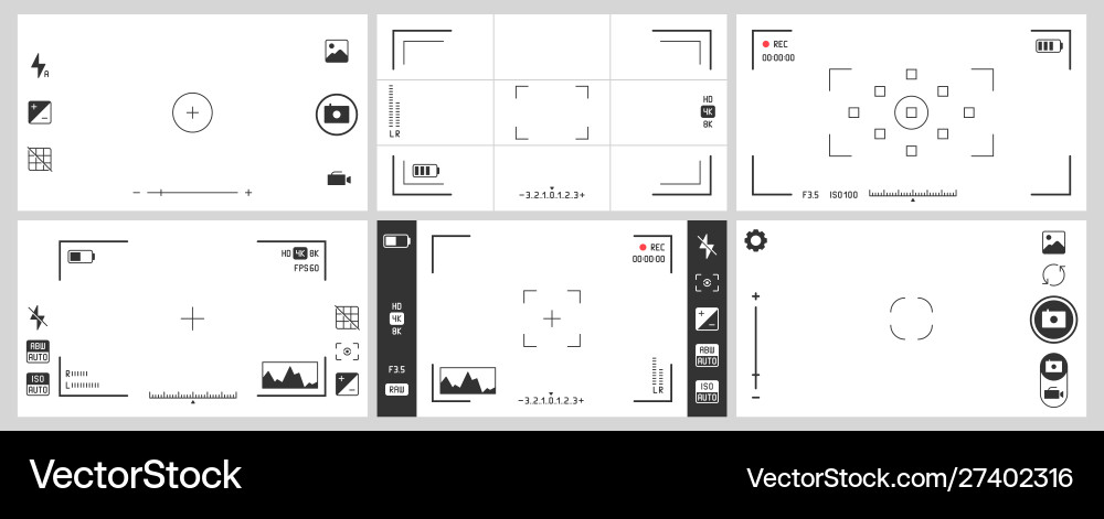 Camera Viewfinders & UI Zoom vector image