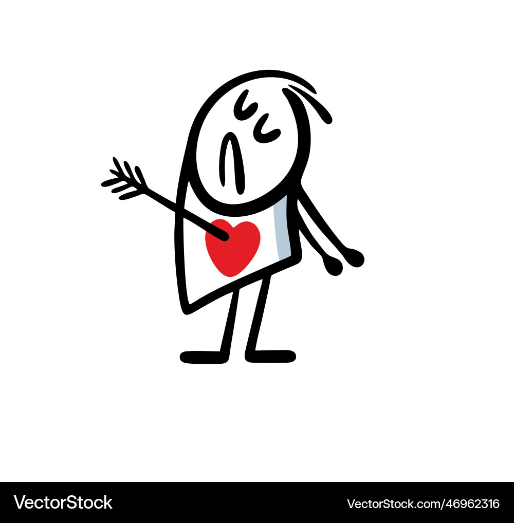 Cartoon unhappy man in love with an arrow his Cartoon unhappy man in love with an arrow his vector image
