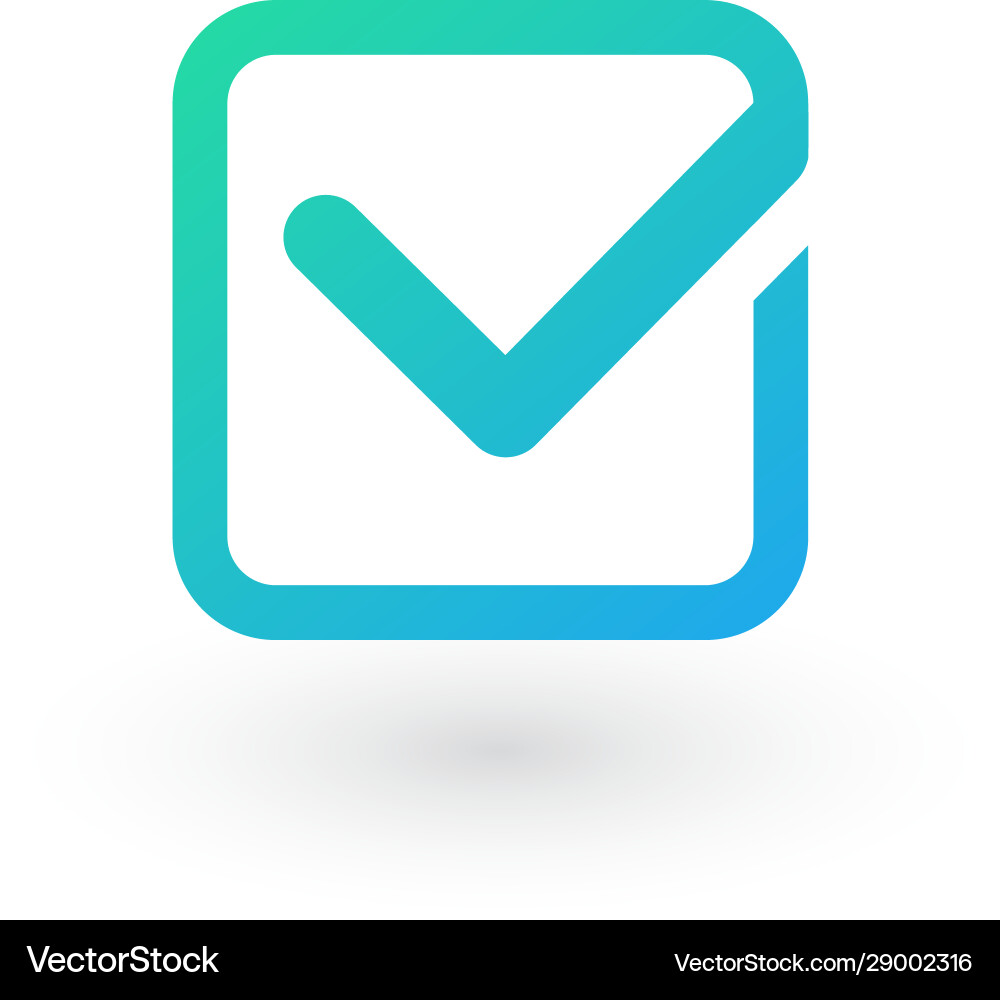Check mark icon in square isolated on white Check mark icon in square isolated on white Vector Image