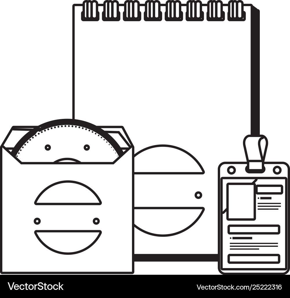 Compact disk and notepad badge with company Compact disk and notepad badge with company vector image