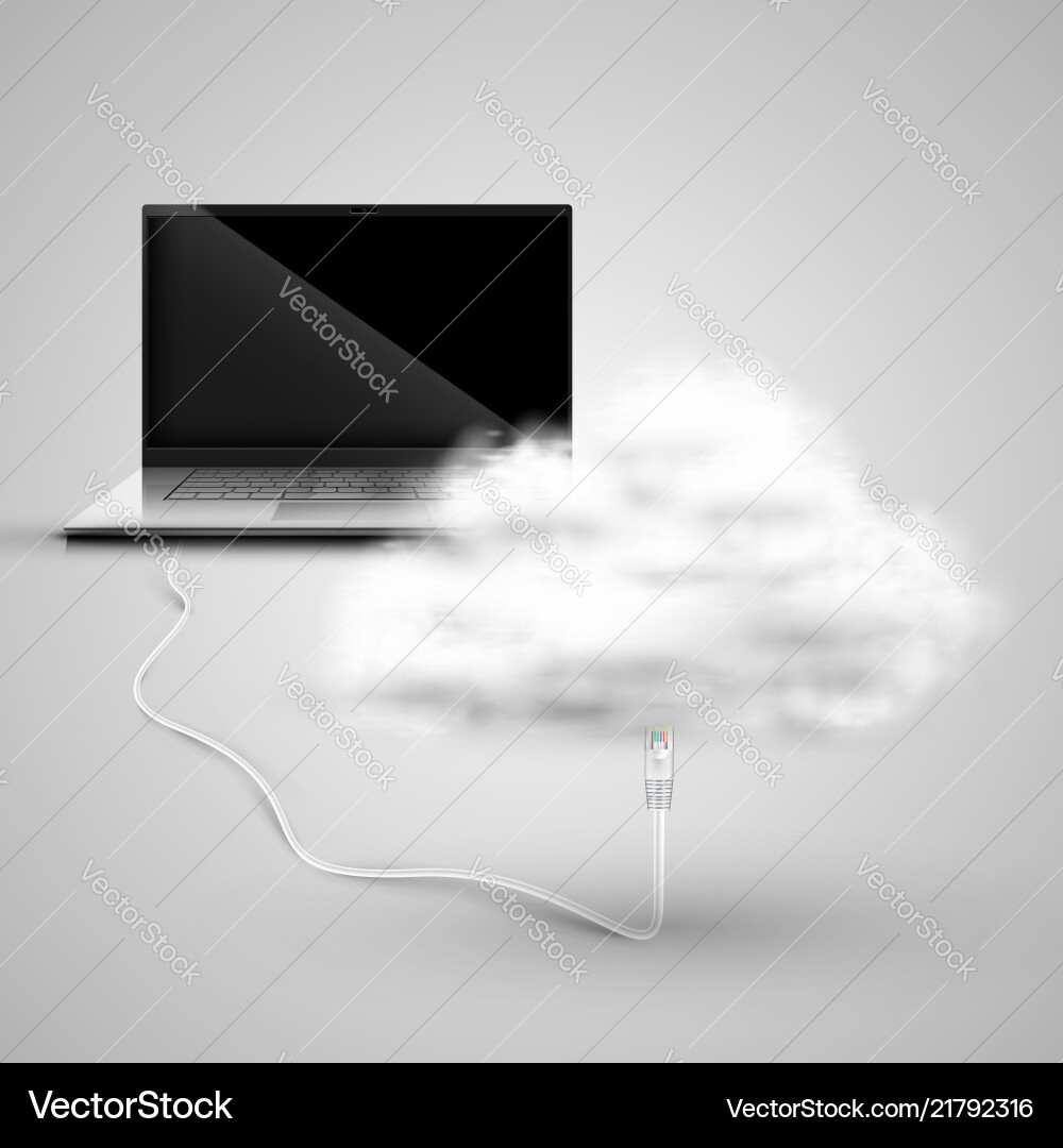 Computer is connecting to cloud Computer is connecting to cloud vector image