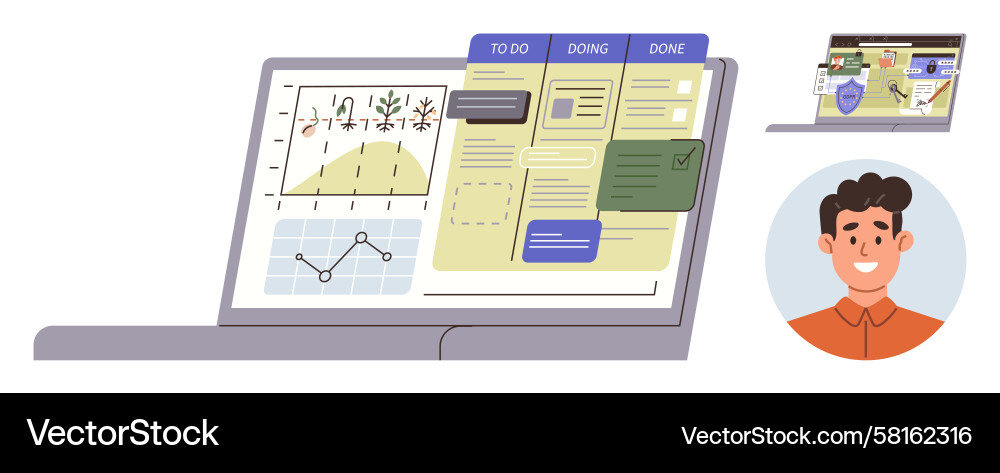 Digital Project Management Dashboard Vector Image