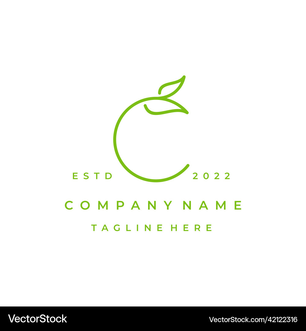 Elegant Initial C with Leaf vector image
