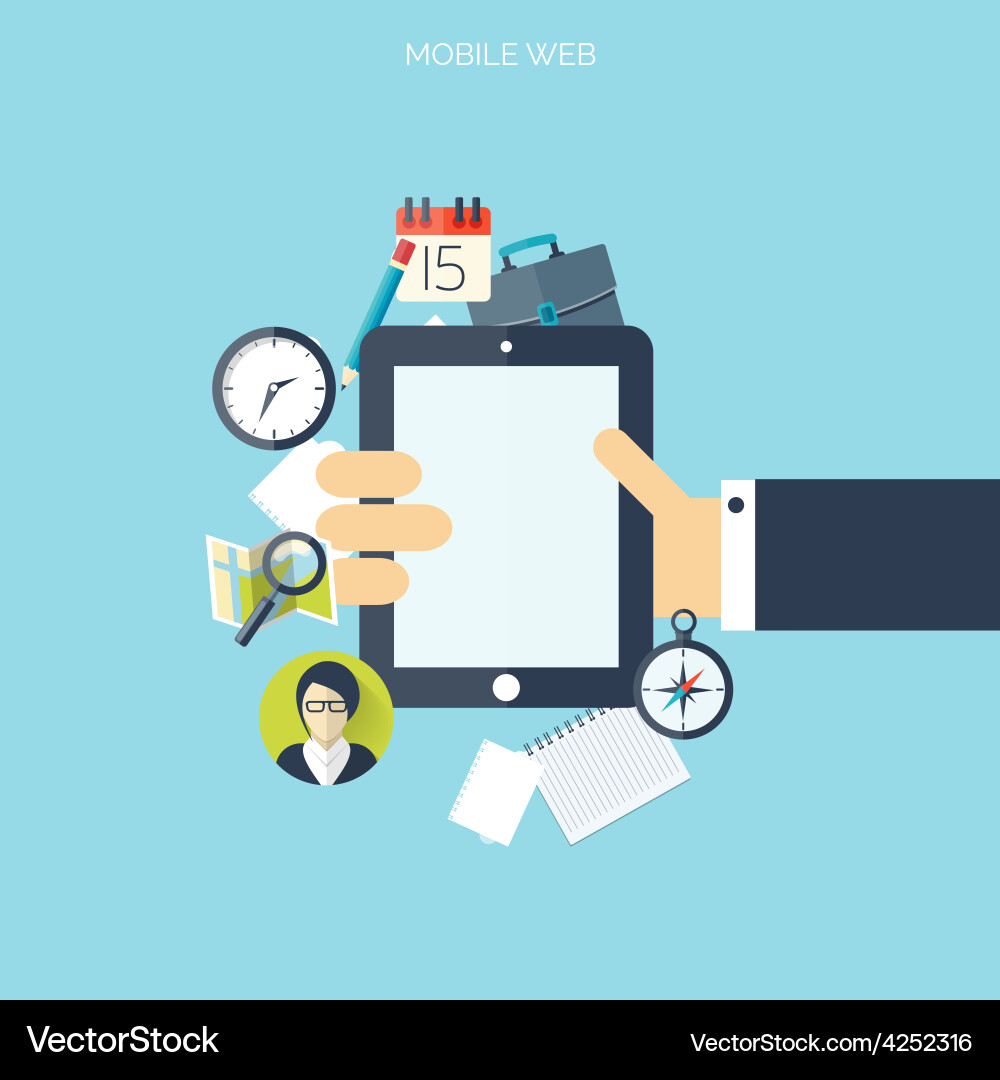 Flat cloud computing and social media background Vector Image