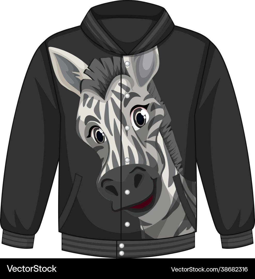 Front bomber jacket with zebra pattern vector image