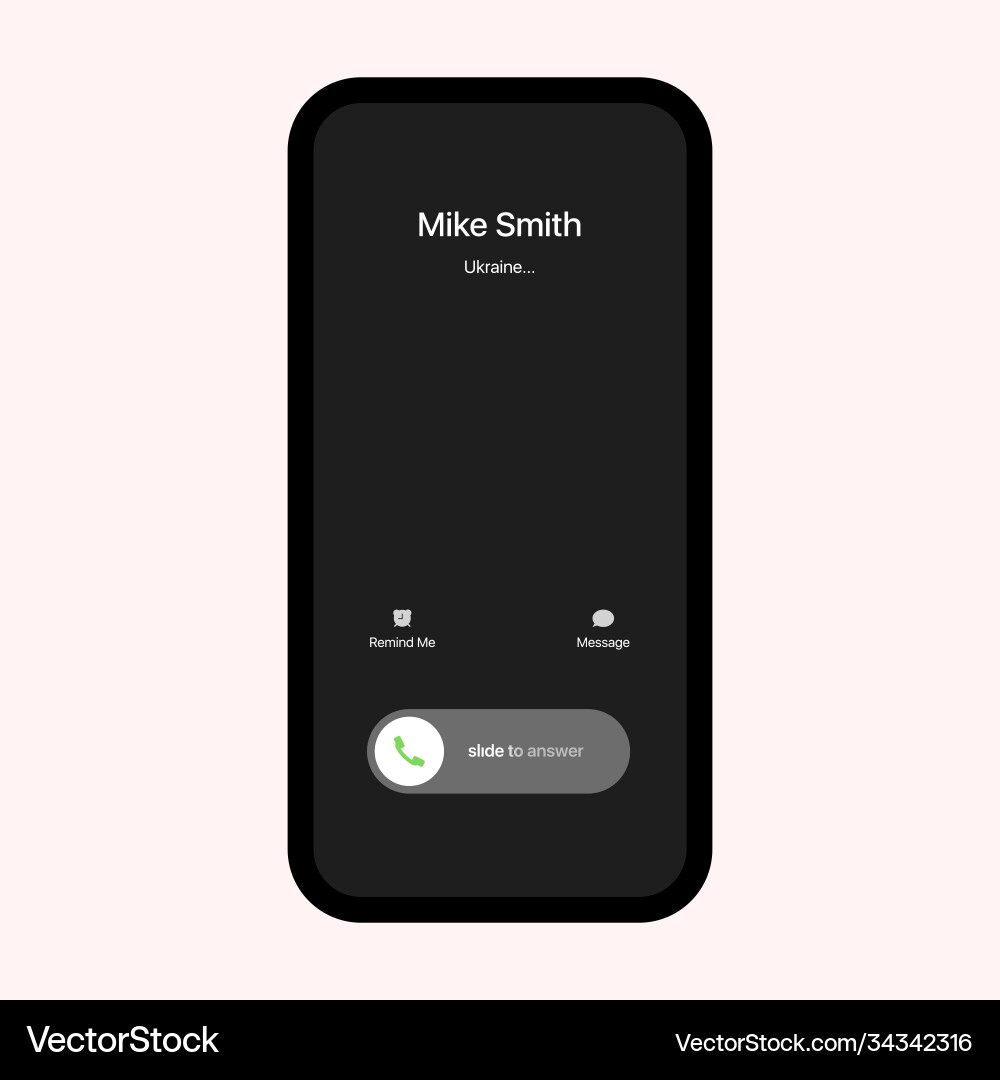 Iphone call screen interface incoming slide Vector Image Iphone call screen interface incoming slide Vector Image
