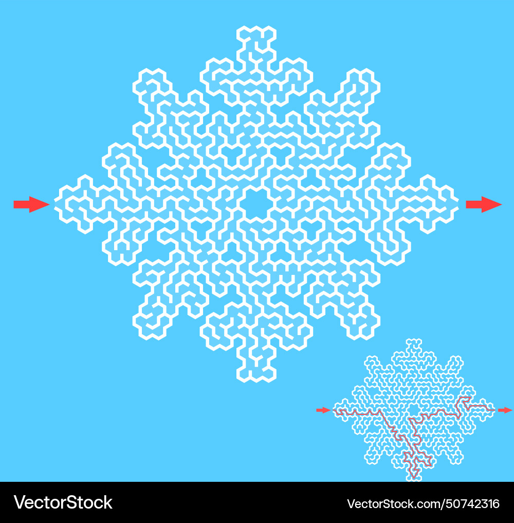 Labyrinth inside the snowflake shape creative Labyrinth inside the snowflake shape creative vector image