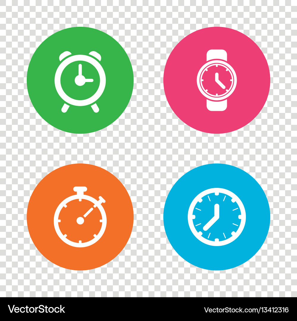 Mechanical clock time icons stopwatch timer Mechanical clock time icons stopwatch timer vector image