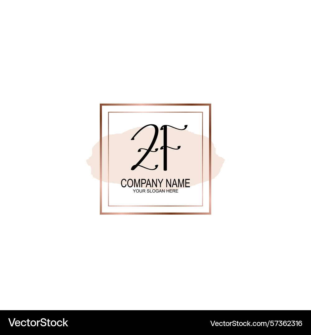 Minimalist handwritten zf initial logos with soft Vector Image
