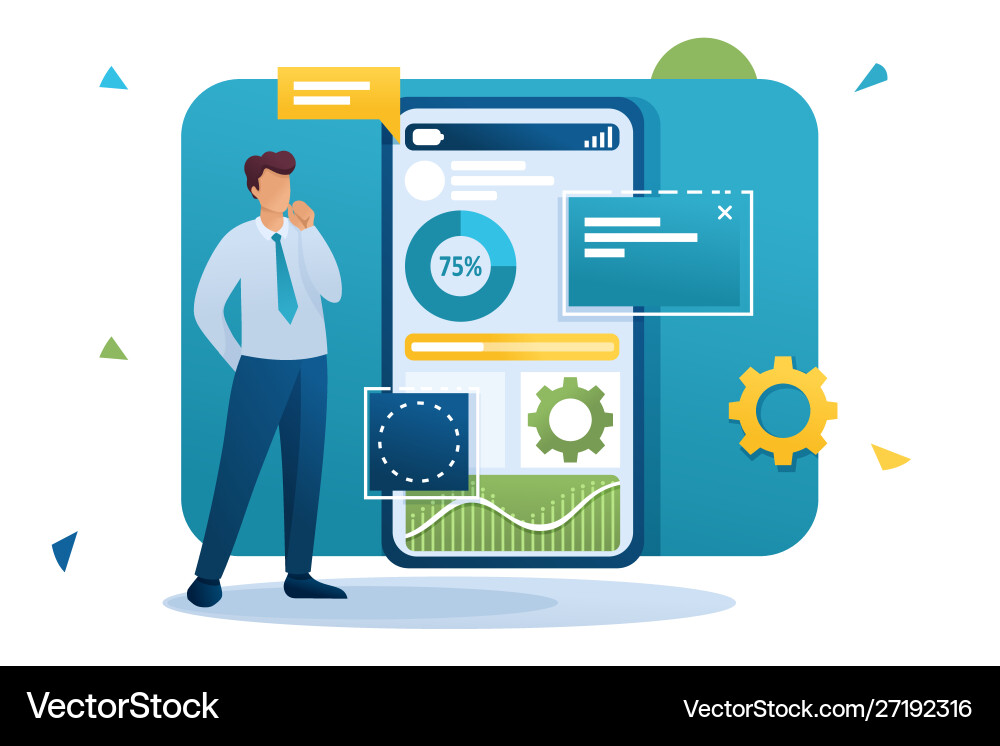 Mobile App Development - Data Analysis vector image