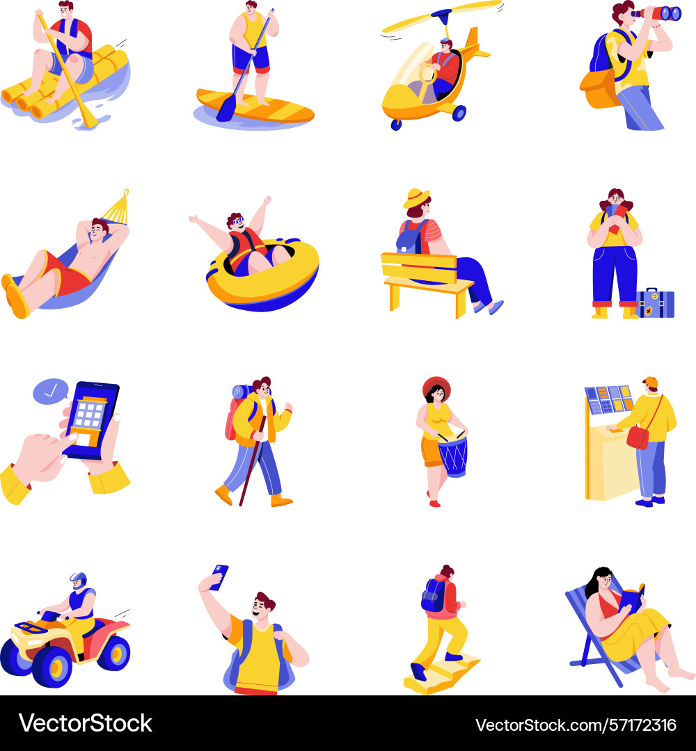 Pack of 16 vacation flat style Vector Image