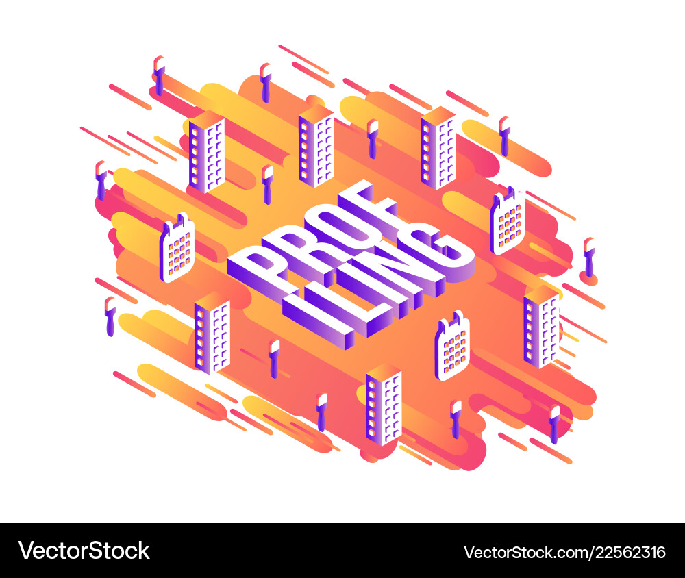 Profiling text design with volumetric word Vector Image