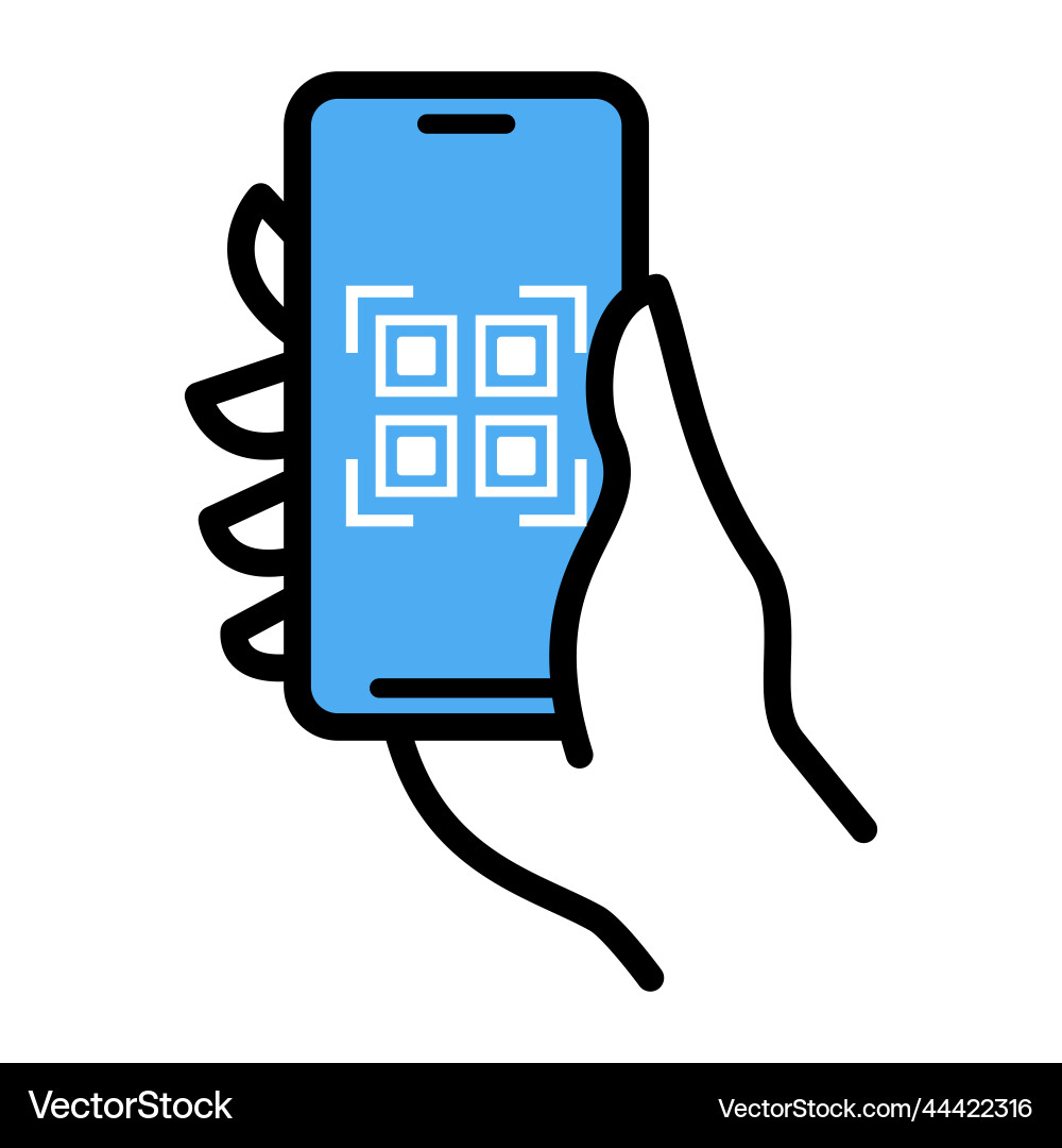 Qr code scan to smartphone icon Qr code scan to smartphone icon vector image