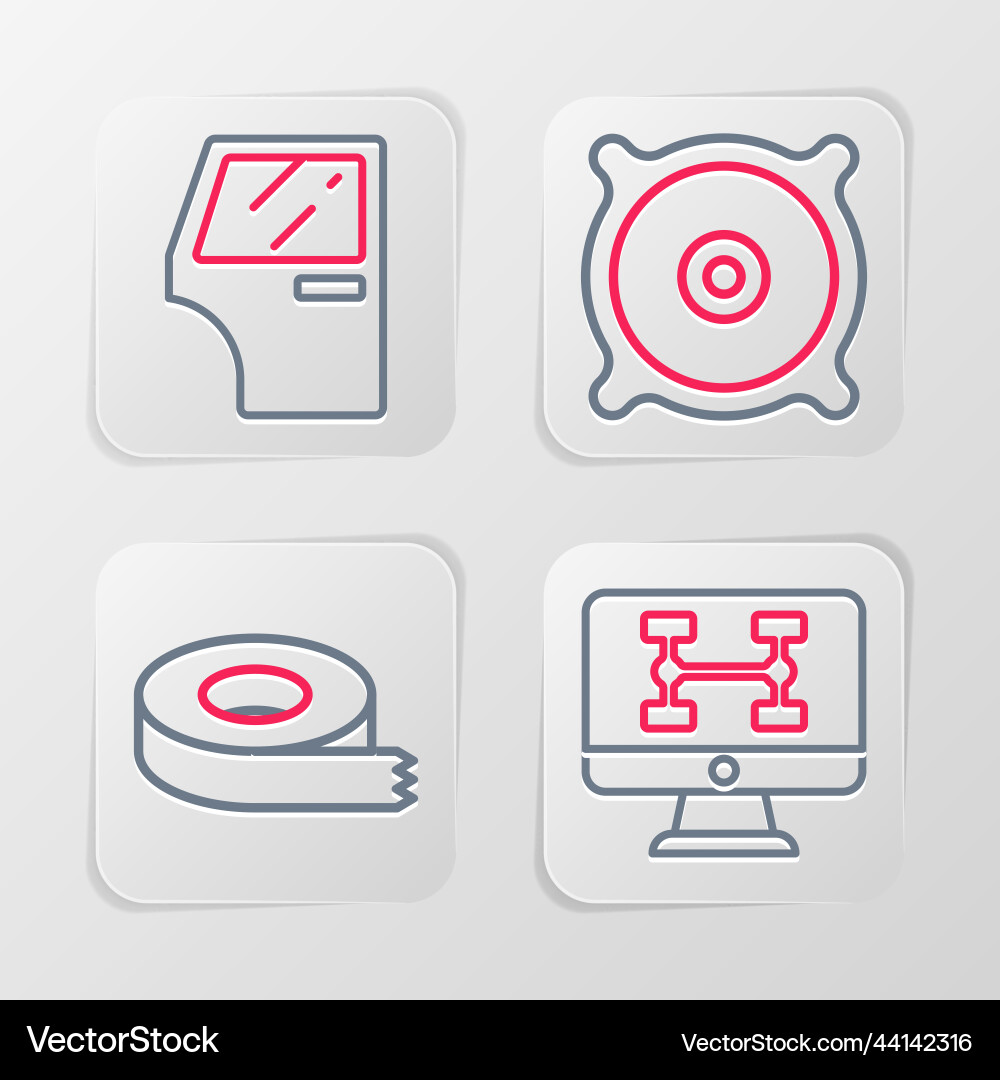 Set line diagnostics condition of car scotch tape Vector Image