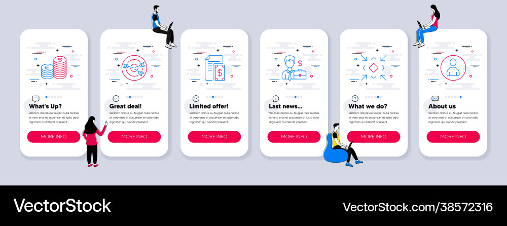 Set line icons related to minimize Vector Image