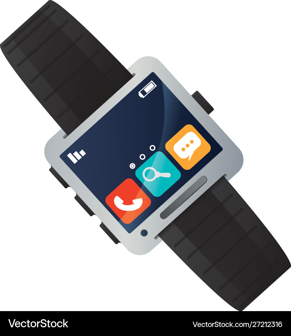 Smart watch technology with applications menu Smart watch technology with applications menu Vector Image