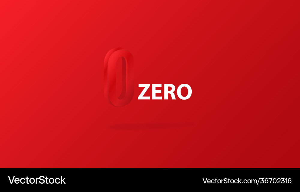 Zero red background mathematical white symbol Vector Image