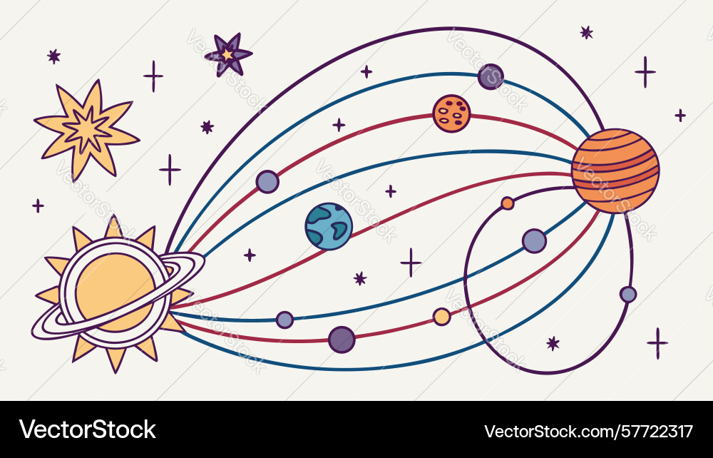 Abstract cosmic pattern with swirling orbits Vector Image