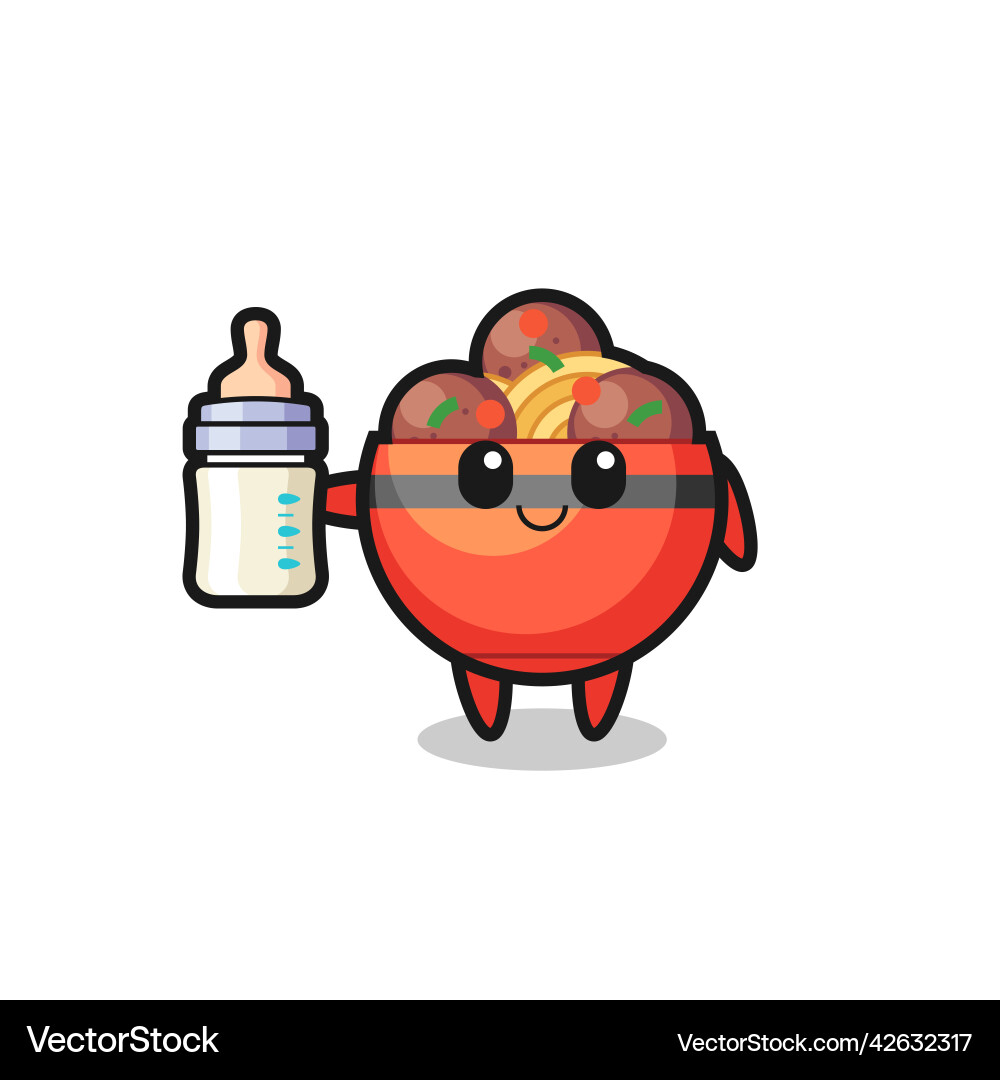 Baby Fleischball Schale Cartoon Charakter mit Milch Baby Fleischball Schale Cartoon Charakter mit Milch vektorbild