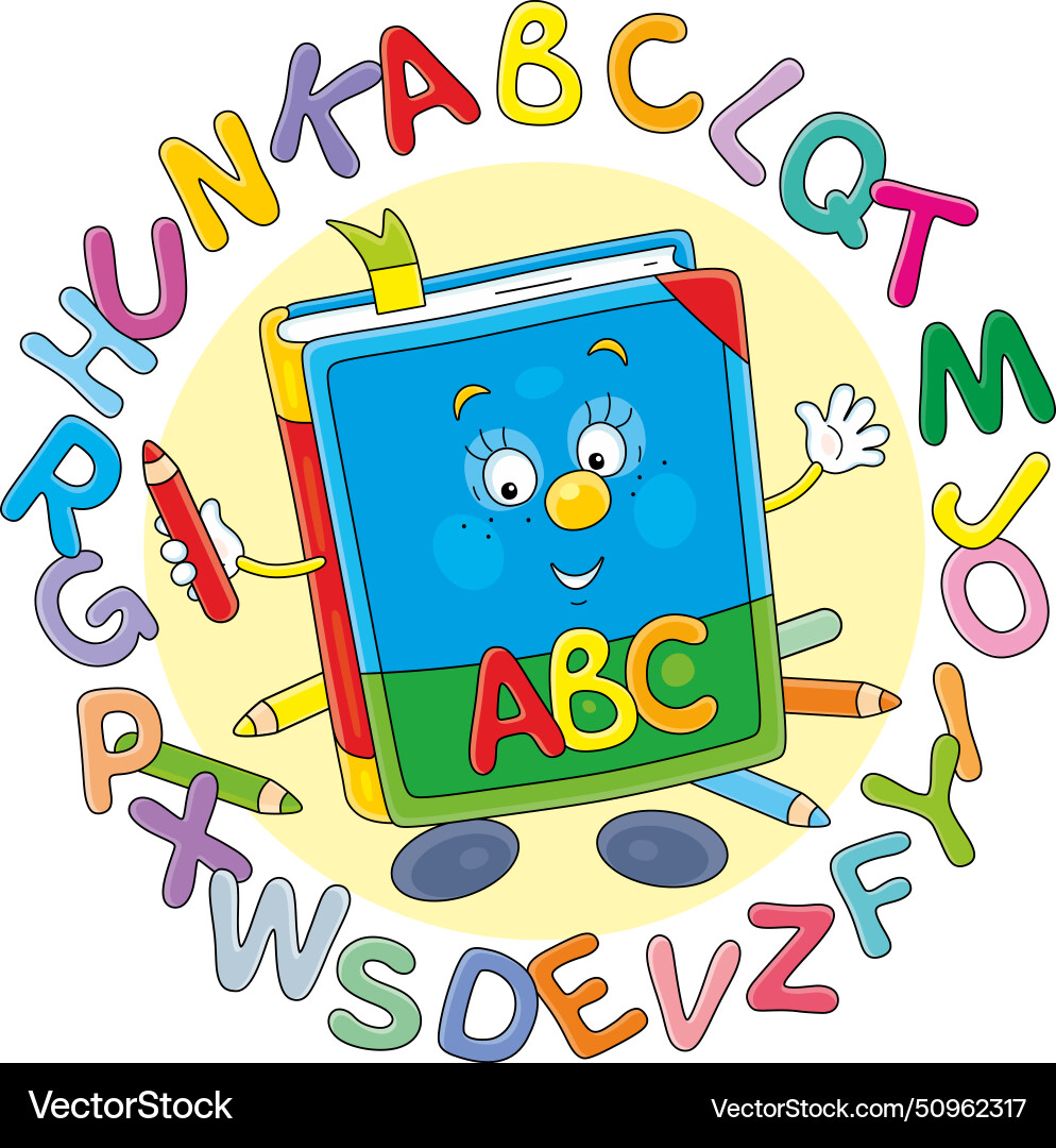 Cartoon abc book with alphabet vector image