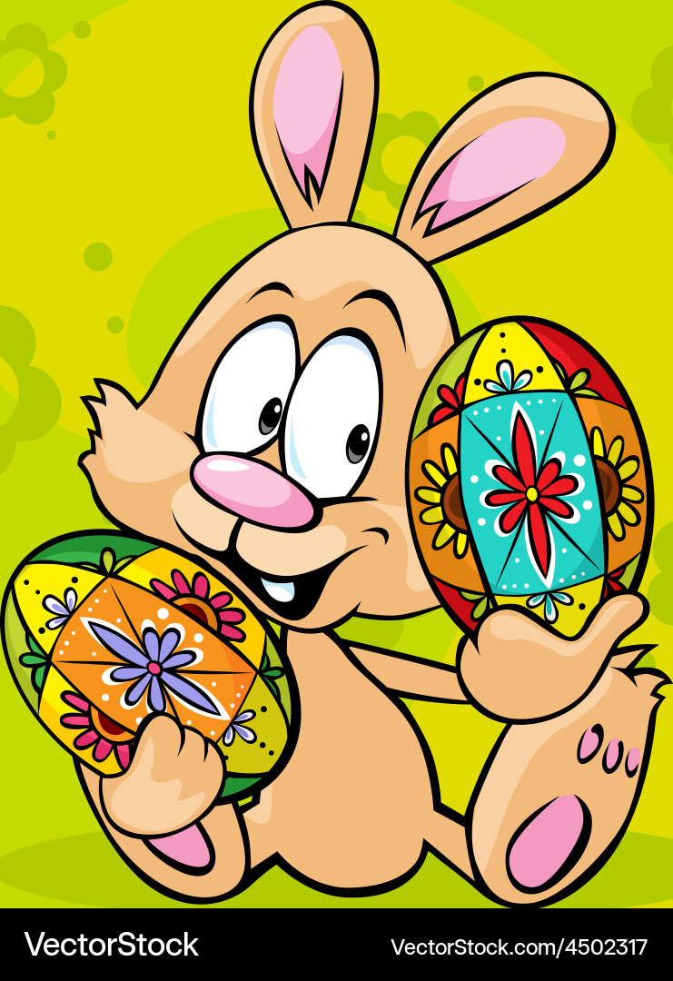 Cute Bunny Holding Easter Egg Royalty Free Vector Image