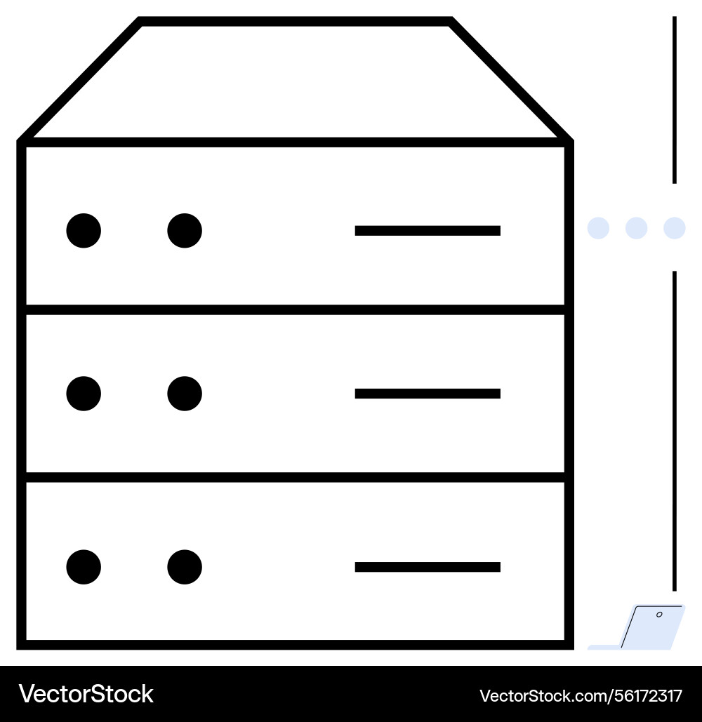 Data center server rack connected to network Data center server rack connected to network vector image