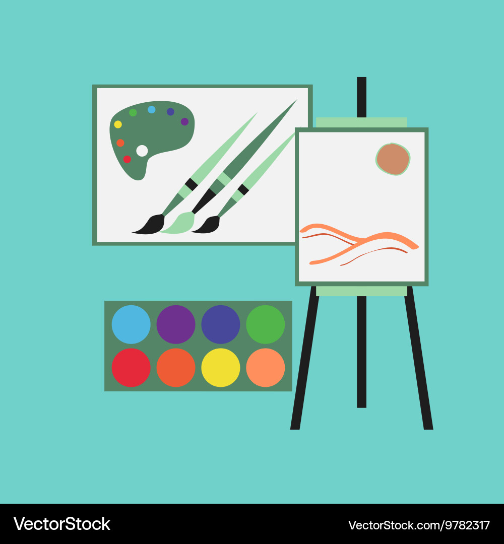Flat icon on stylish background drawing lesson vector image