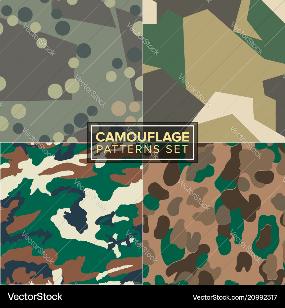 Four Camo Textures - Seamless Patterns vector image