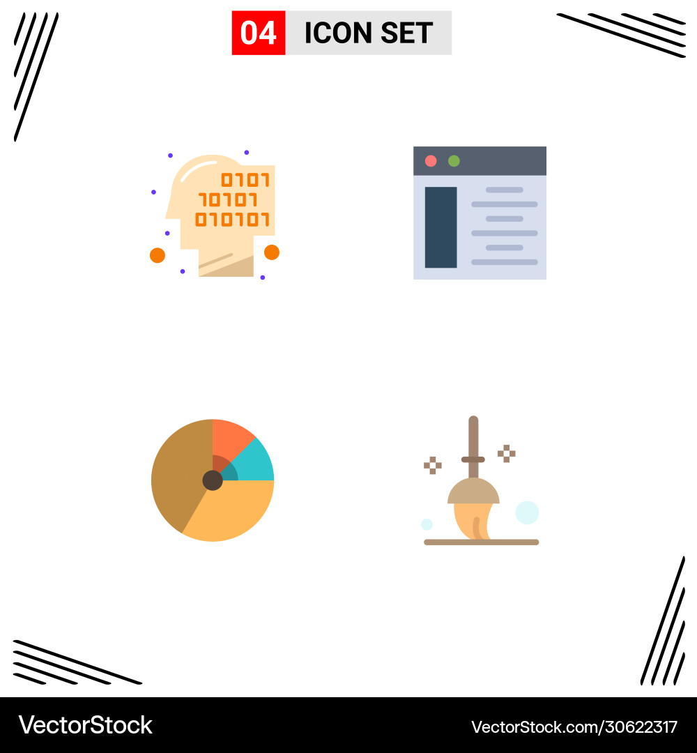 Group 4 modern flat icons set for binary chart vector image