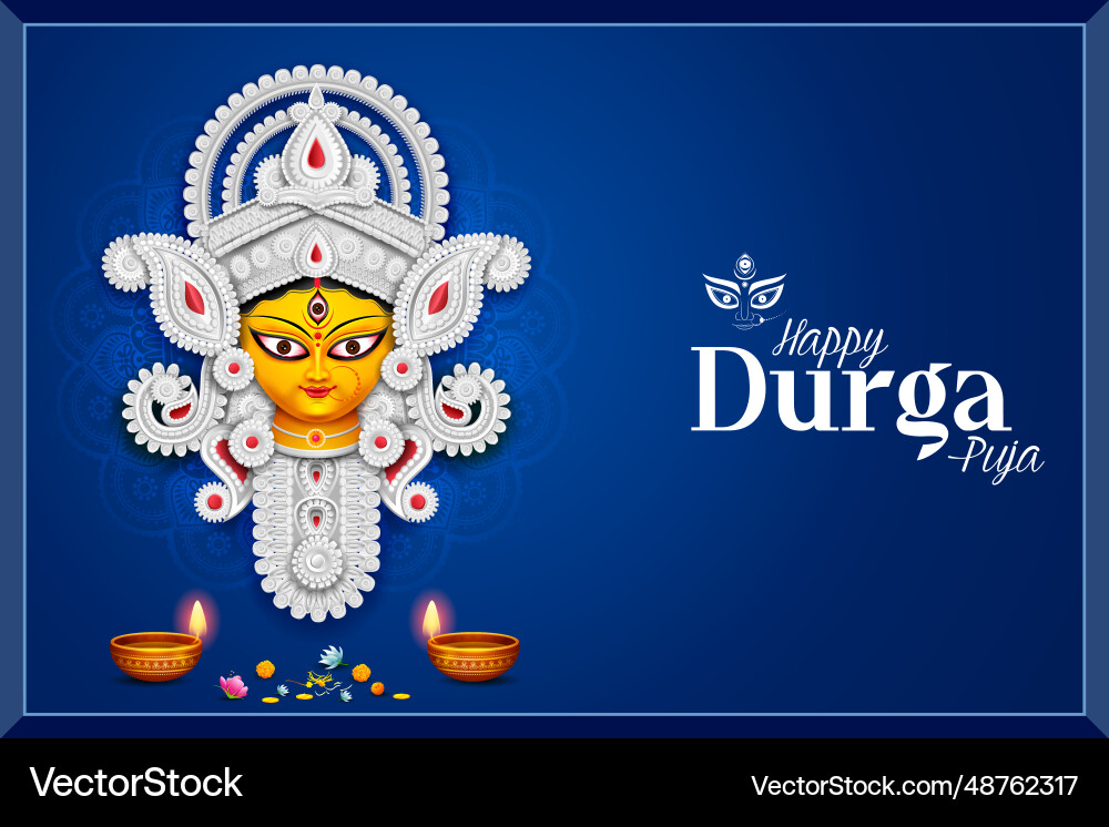 Göttin Durga Gesicht in Happy Puja Subh Göttin Durga Gesicht in Happy Puja Subh vektorbild