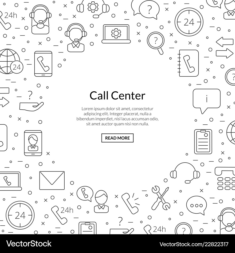 Line call support center icons background Line call support center icons background vector image