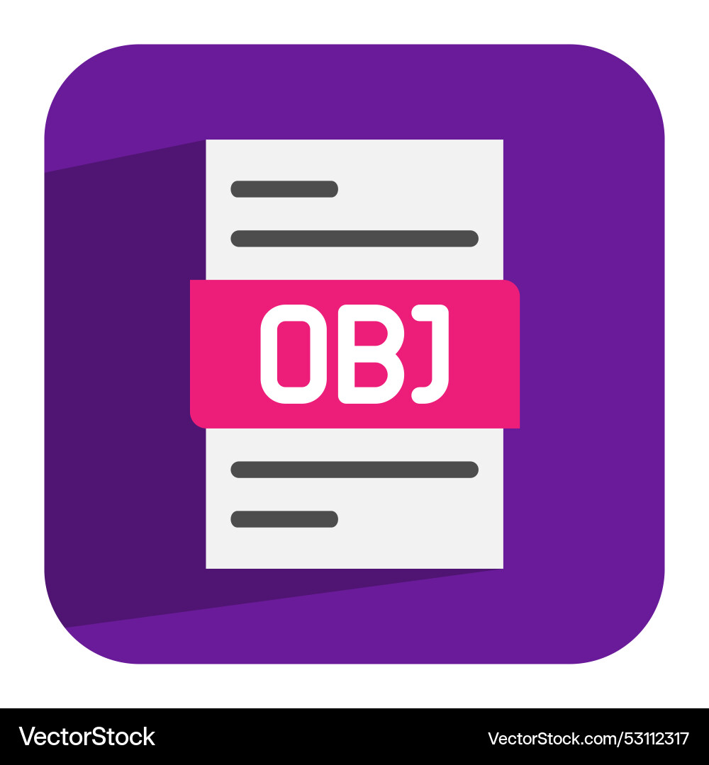 Obj document flat icon consistent Obj document flat icon consistent vector image